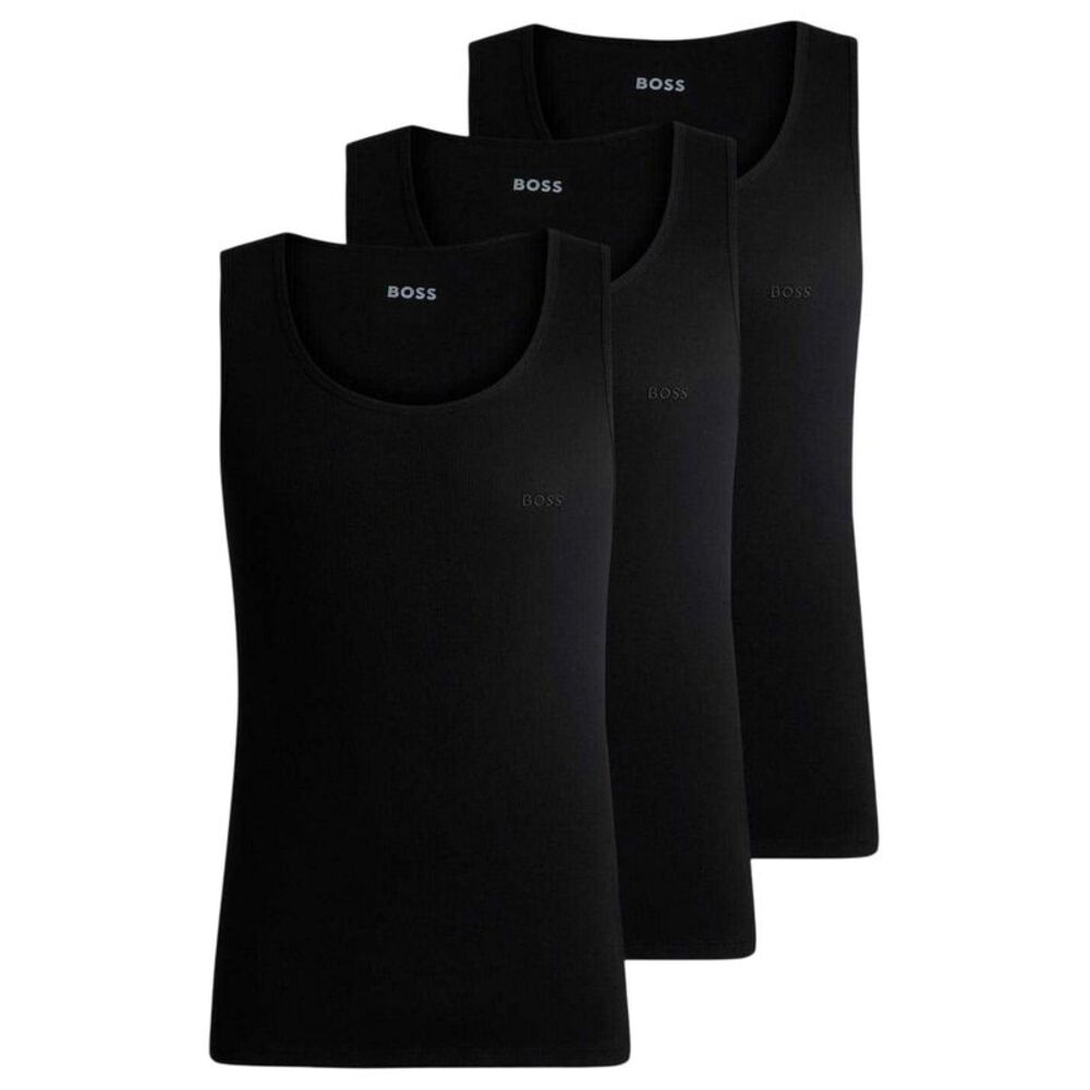 Boss Mens Scoop Neck Regular Tank Top (Pack of 3) / Black